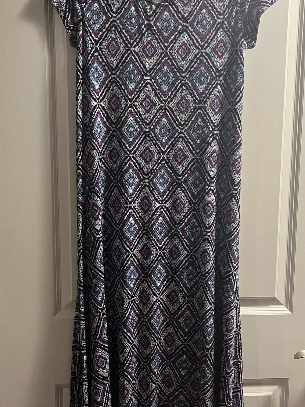 Chico's Black Maxi Skirt with Blue and Purple Geometric Print
